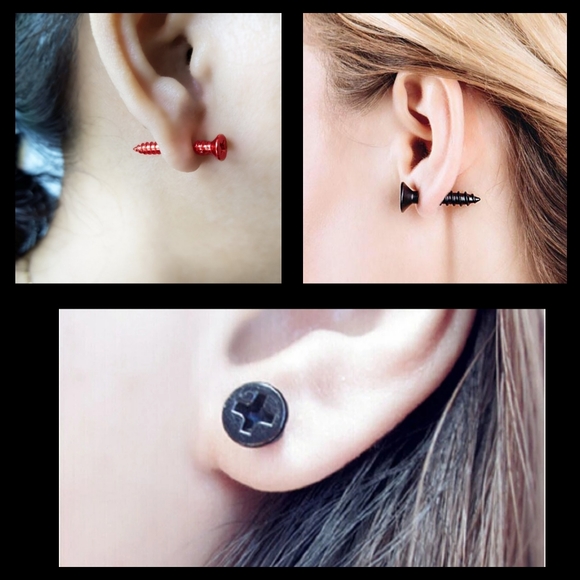 🔩Screwed Stainless Steel PhilipsHead Faux Gauge Piercing Earring Punk Aesthetic - Picture 2 of 7